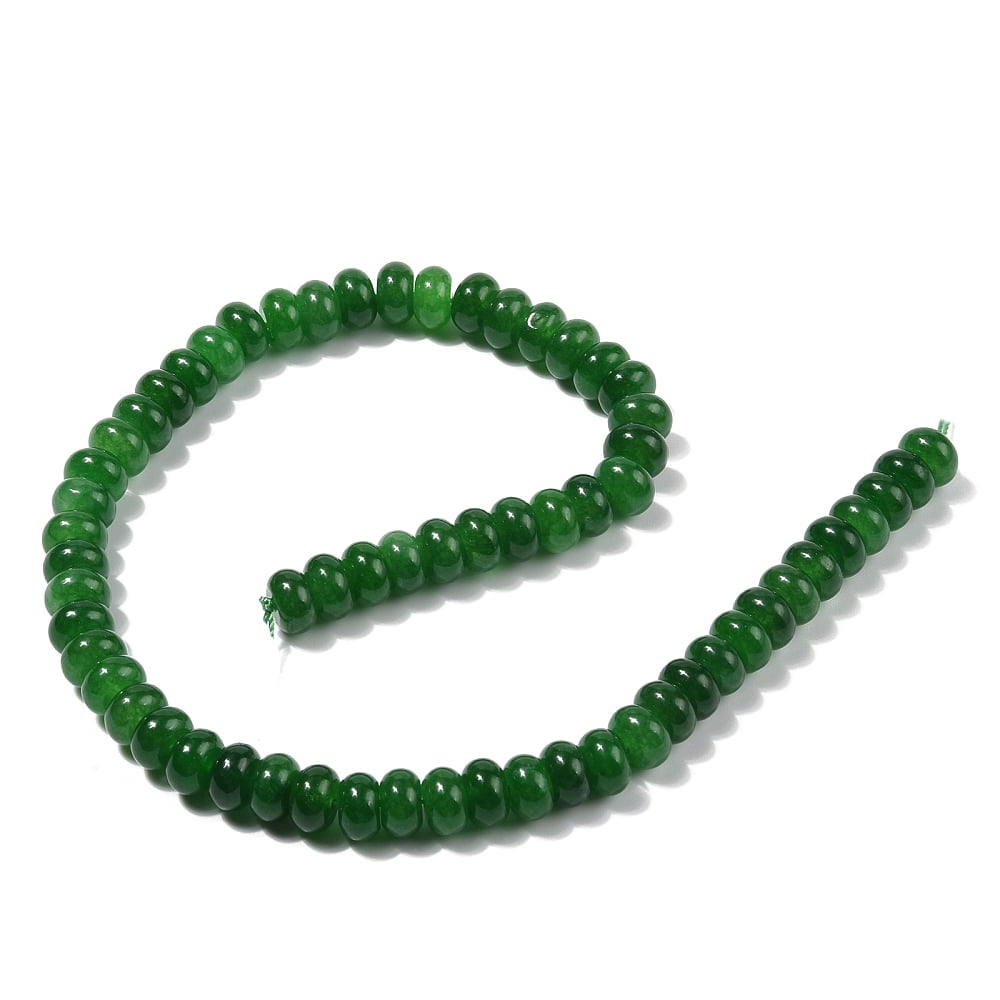 Dyed Natural White Jade Beads Strands Rondelle Green 10x6mm Hole: 1.2mm 63pcs/strand 14.88''(37.8cm)
