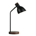 thumbnail image 5 of Better Homes & Gardens, 18" Height, 1 Light, Woodgrain & Black Metal Finish Desk Lamp, with AC Outlet, Modern design, 5 of 6