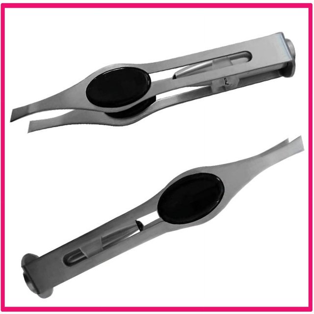 pinzas con luces LED para maquillaje, de acero inoxidable, color plateado.