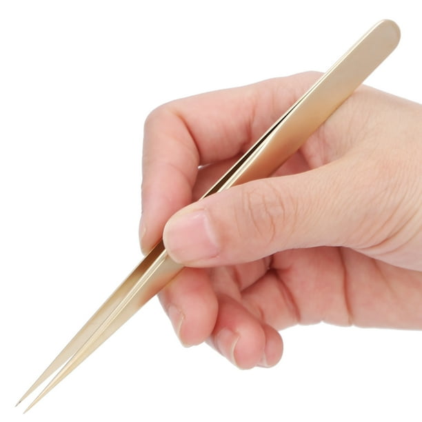 Pinzas Pinzas Multifuncionales Para Decoración De Uñas, Pinzas Rectas Doradas De Acero Para Manicura De Pestañas
