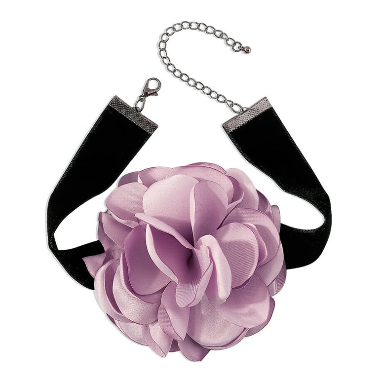 Necklaces Cotton Choker Women Jewelry Flower Shape Collares New - Dark Purple store