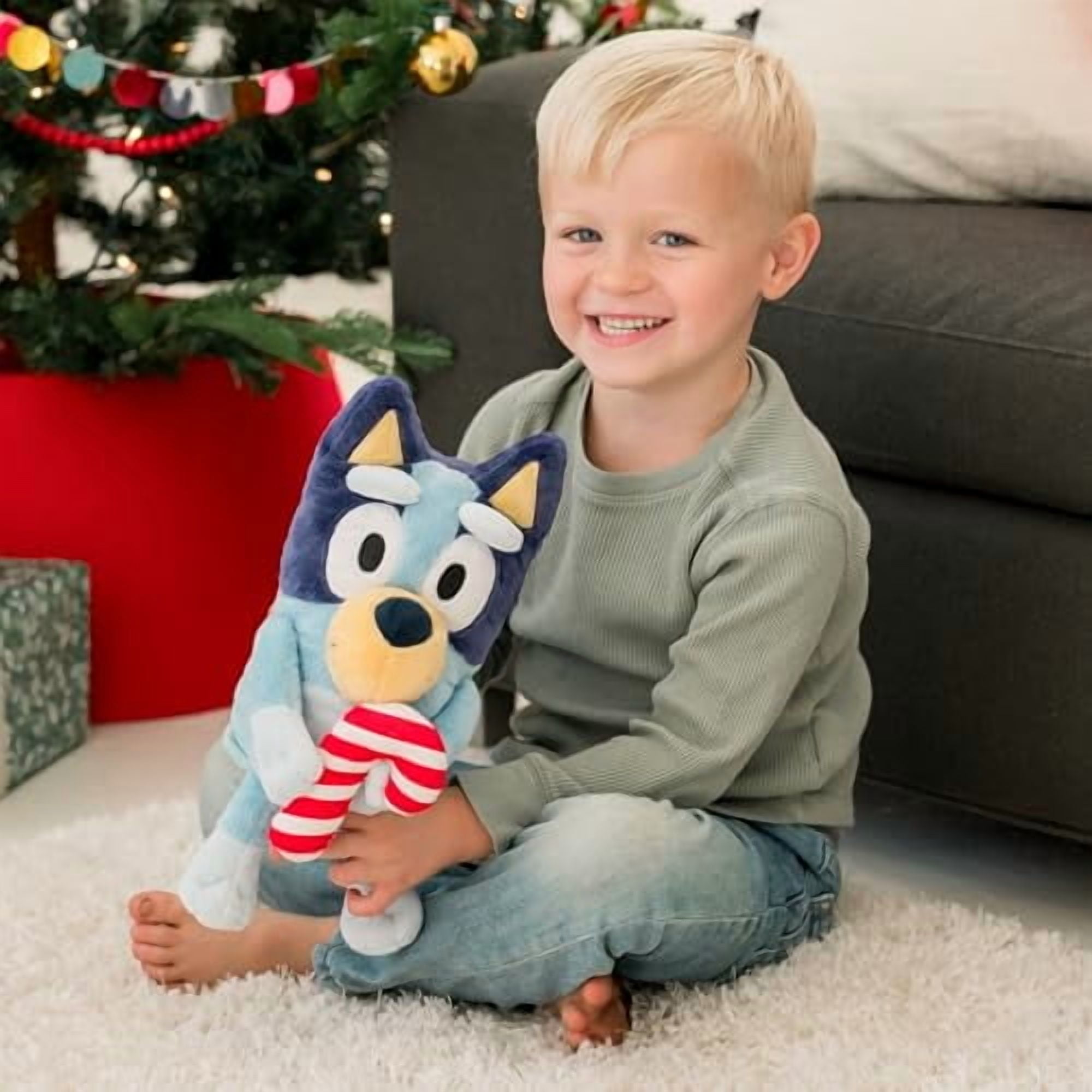 ANIMAL ADVENTURE BLUEY WITH CANDY CANE 9” HOLIDAY MINI ANIMATED PLUSH - BLUE