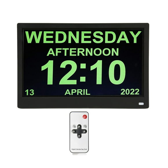 Digital Calendar Alarm Day Clock, 11.6 Inch Calendar Clock, Auto Dimming 5 Alarm Digital Clock, With Large Screen Display, Multi Reminders For Elderly