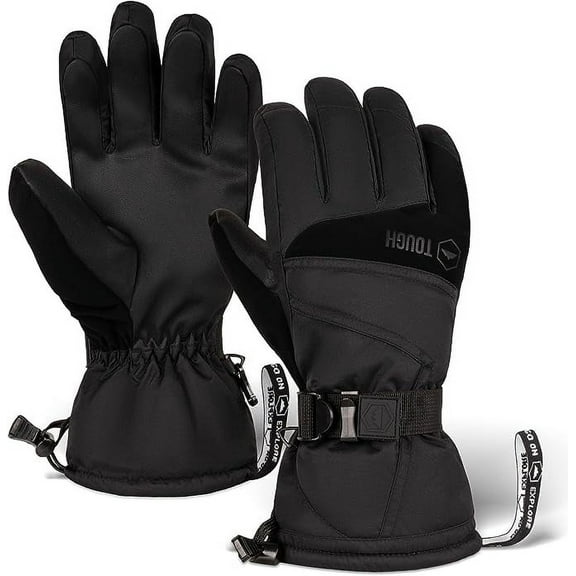 Ski & Snow Gloves - Waterproof Insulated Winter Snowboard Gloves for Skiing, Snowboarding fits Men & Women - Cold Weather Gloves w/ Wrist Leashes, Thermal Insulation & Synthetic Leather Palm