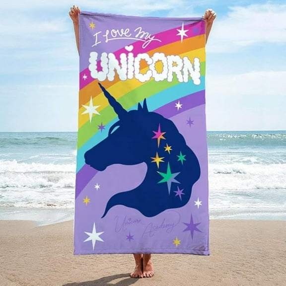 Unicorn Academy-I Love My Unicorn -Standard Beach Towel