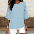 thumbnail image 2 of Zysthvn 3/4 Sleeve Womens Shirts Casual Tunic Plus Size Cotton Blend Womens T Shirts Lightweight Solid Crew Neck, 2 of 5