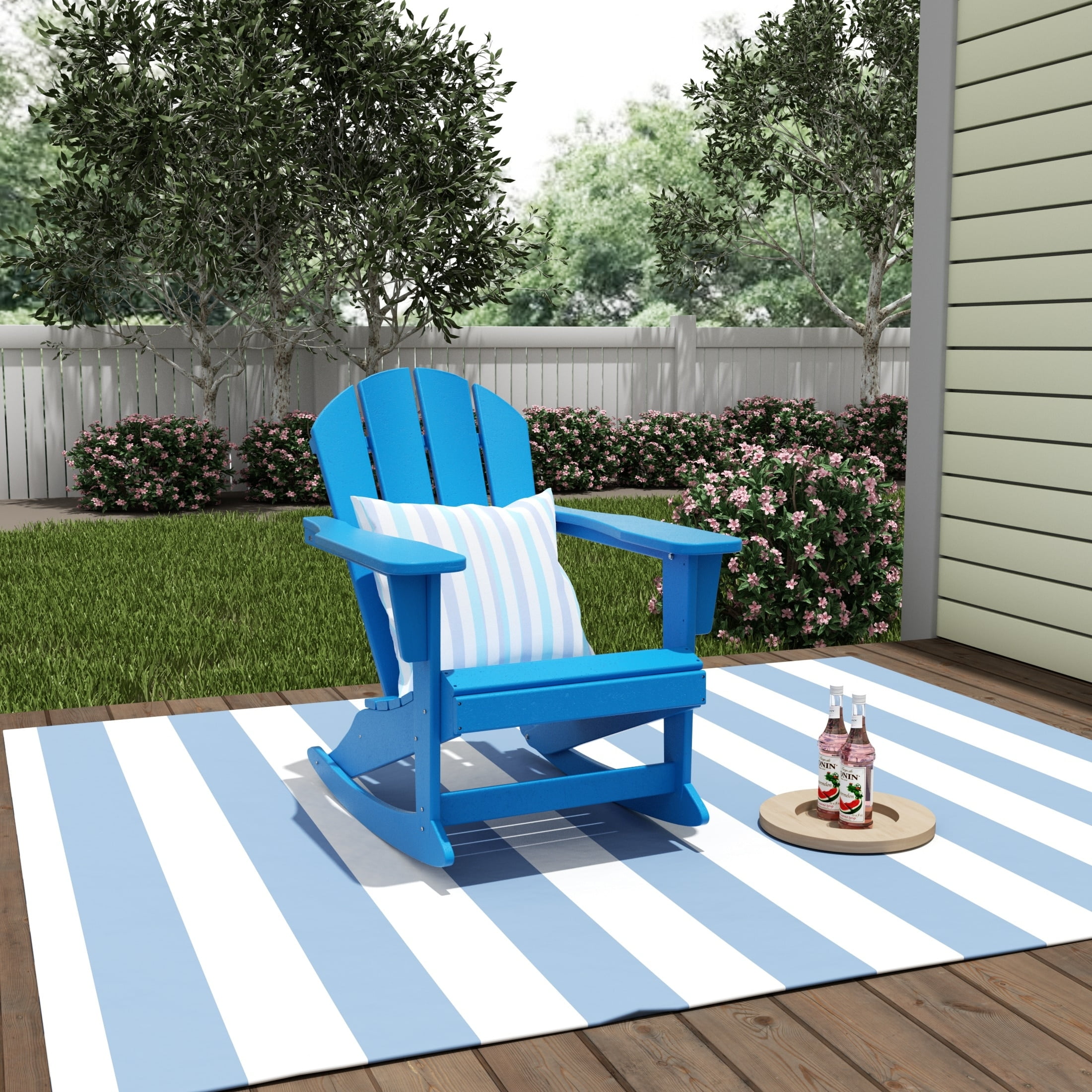 Polytrends  Laguna Hdpe All Weather Outdoor Patio Rocking Chair Pacific Blue