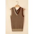 thumbnail image 5 of Ahlaray Chic V-Neck Knit Vest with Chevron Stripes - Light French Beige, Sizes S-XL, 5 of 8