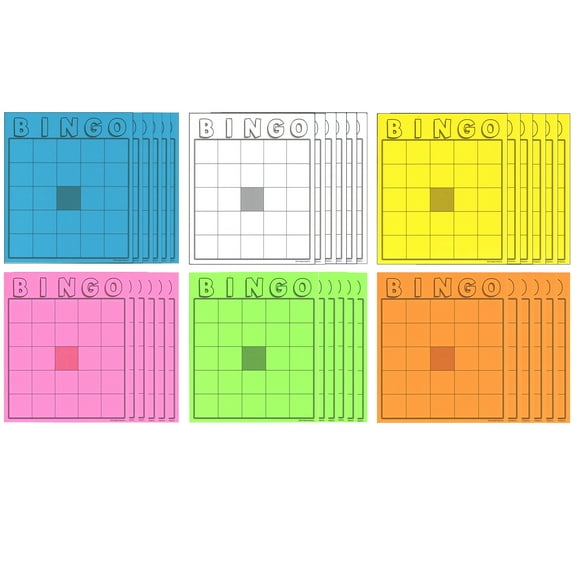 Hygloss Blank Assorted Colors Bingo Cards, Set of 36