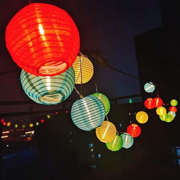 Guirnalda de linterna de color, 1,5 m 10 luces LED de hadas, linterna china, guirnalda con pilas para interior, exterior, dormitorio, jardín, boda, cumpleaños, ventana de pared oso de fresa Electrónica