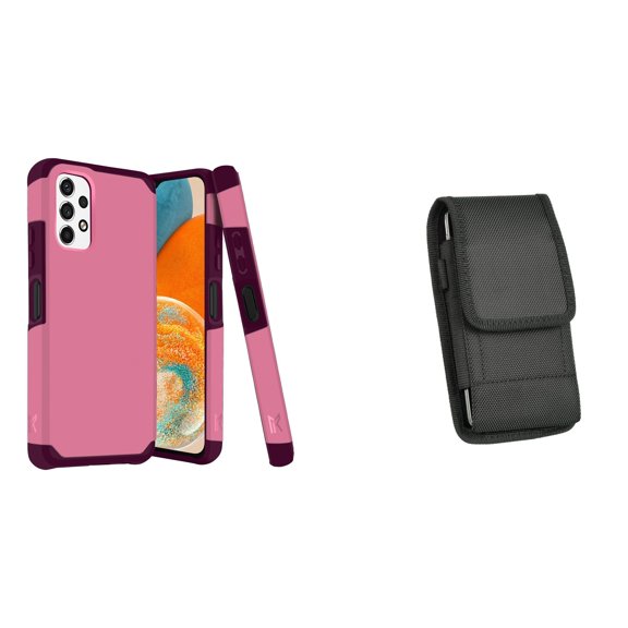 MK Armor Case for Samsung Galaxy A23 5G and Belt Holster Pouch - Pink