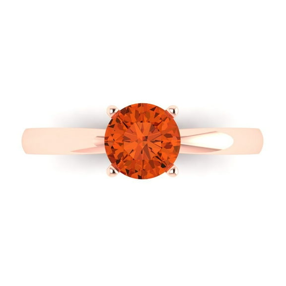Clara Pucci 14K Rose Gold 1ct Red Solitaire Ring for Women