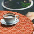 thumbnail image 2 of Ambesonne Geometric Fitted Round Tablecloth, Kimono Motifs Pattern, 45"- 56" Diameter, Orange Pale Yellow, 2 of 5