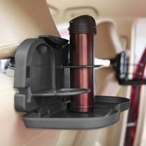 Car Cup Holder Tray, Car Seat Snack Tray with Dual Cup Holders, 9.8” Detachable Car Food Tray Table for Eating, Road Trip Essentials, Snack and Meal Storage, Hooks, Easy-Clean Surface