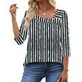 thumbnail image 3 of UVN Summer Square Neck Blouses for Women 3/4 Sleeve Shirt Ladies Dressy Casual Button Tunic Tops, 3 of 9