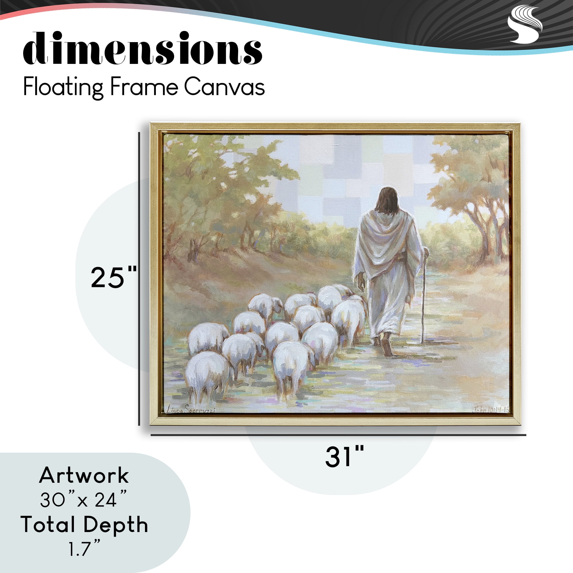 Stupell Industries Lead On Good Shepherd Gold Framed Floater Canvas Wall Art, design by Linda Sperruzzi