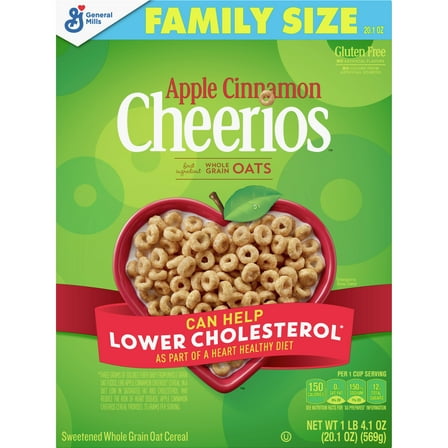 Apple Cinnamon Cheerios Gluten-Free Breakfast Cereal, 20.1 oz.