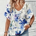 thumbnail image 4 of Women Tops Summer 2024 Casual Short Sleeve T Shirts Loose Soft V Neck Solid Color Basic Tunics Blouse Lightweight Breathable Ladies Going Out Tops Daily Wear Tees Work Blouses, 4 of 6