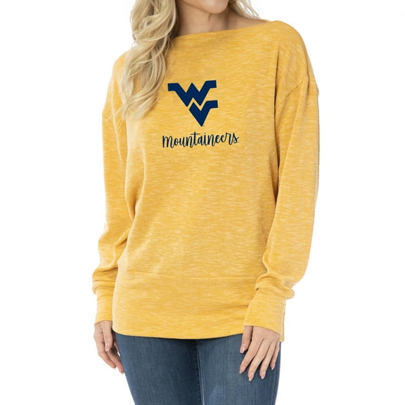 Women's Gold West Virginia Mountaineers Lainey Ribbed Tunic Tri-Blend Pullover Sweatshirt