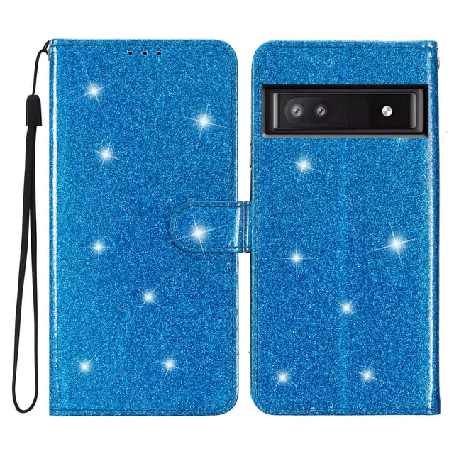 Compatible with Google Pixel 7A Sparkling Glitter Wallet Case with Card Pocket Flip Cover