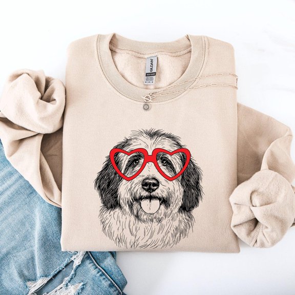Velto English Sheepdog Dog Breed Heart Love Graphic Pet Sweatshirt Full size S-5XL