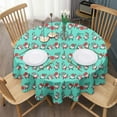 thumbnail image 3 of Turquoise Christmas Gnome Pattern Round Tablecloth 60"x60",Wrinkle Wipeable Table Cloth for Kitchen Dining Room Picnic Patio Party, 3 of 6