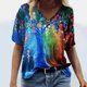 thumbnail image 1 of Puntoco Tallas grandes Mujer Manga corta Impreso Cuello en V Tops Camiseta Blusa Puntoco Puntoco-4062, 1 of 4
