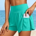 thumbnail image 2 of Gyujnb 2 in 1 Running Shorts for Women High Waist Breathable Workout Yoga Shorts with Hidden Zipper Pockets,Green, 2 of 9