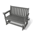 thumbnail image 5 of Poly Lumber Patio Glider, HIPS Material Weather-Resistant Swing Bench for Outdoor Porch Garden (Gray, 2-Seater), 5 of 8