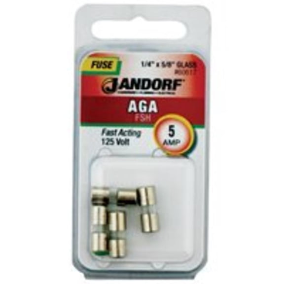 Jandorf 60617 AGA Series Fast-Acting Glass Tube Fuse, 5 Amp