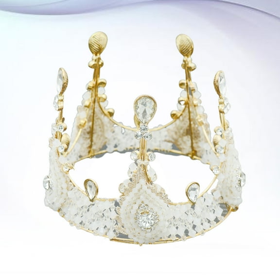 LABSERRON 1Pcs Cake Crown Elegant Decoration for Wedding Cakes Bridal Headdress Multi Color 10.5*5.9in Alloy