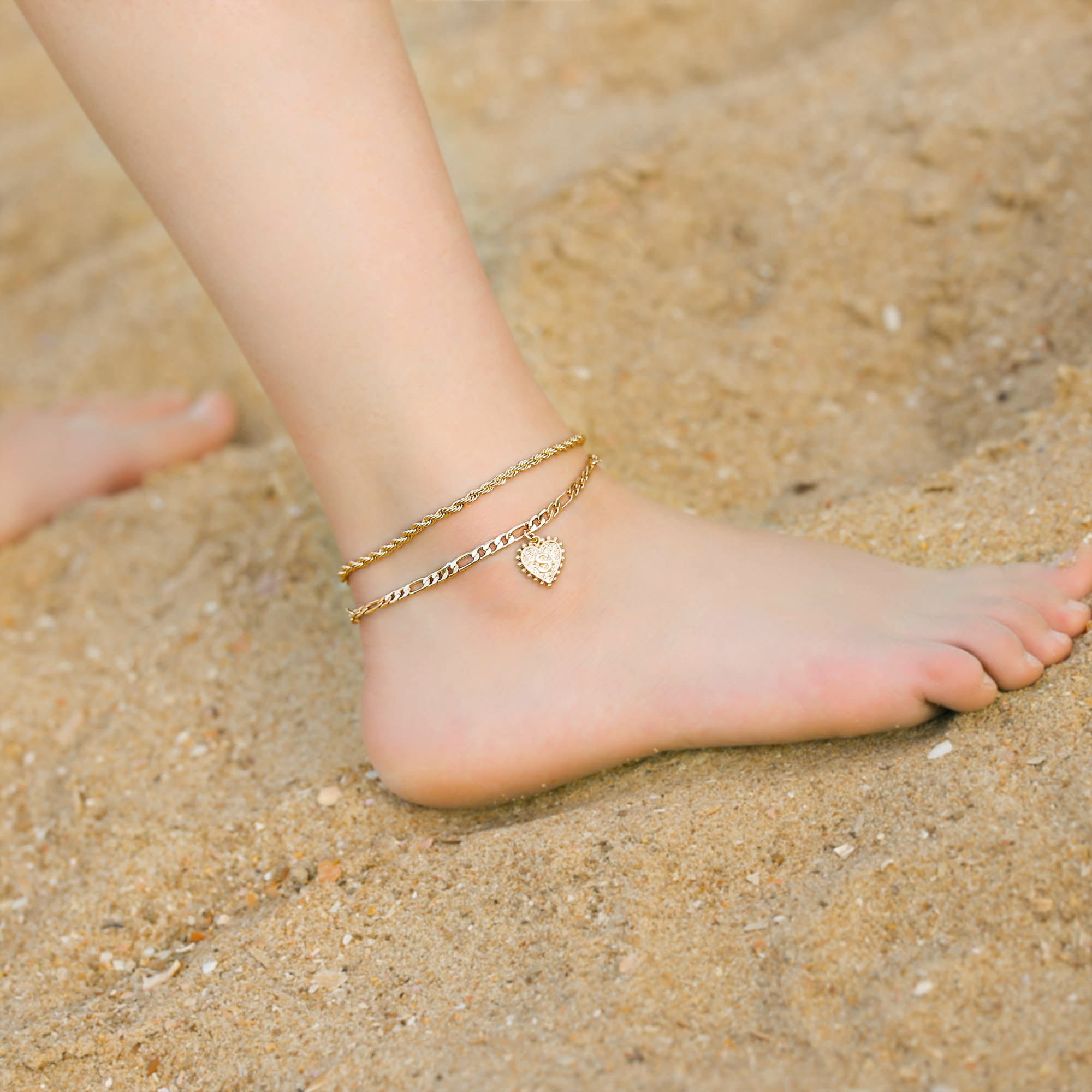 Hammered Heart Anklet In Gold Plating | Joma Jewellery