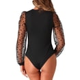 thumbnail image 3 of DARING DIVA Body de Manga Larga para Ropa de Club de Mujeres, Mono con Mangas de Malla, Body XS Negro, 3 of 6
