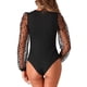 thumbnail image 3 of DARING DIVA Body de Manga Larga para Ropa de Club de Mujeres, Mono con Mangas de Malla, Body XS Negro, 3 of 6