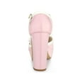 thumbnail image 2 of BLISSFUL STEP Style Saint-Valentin Escarpins à Plateforme pour Femmes à Bride en T avec Nœud Vintage à Talons Blocs Rose 8, 2 of 7