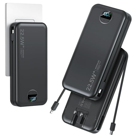 Power Bank aonidi de 20000 mAh con cables integrados y enchufe de pared AC