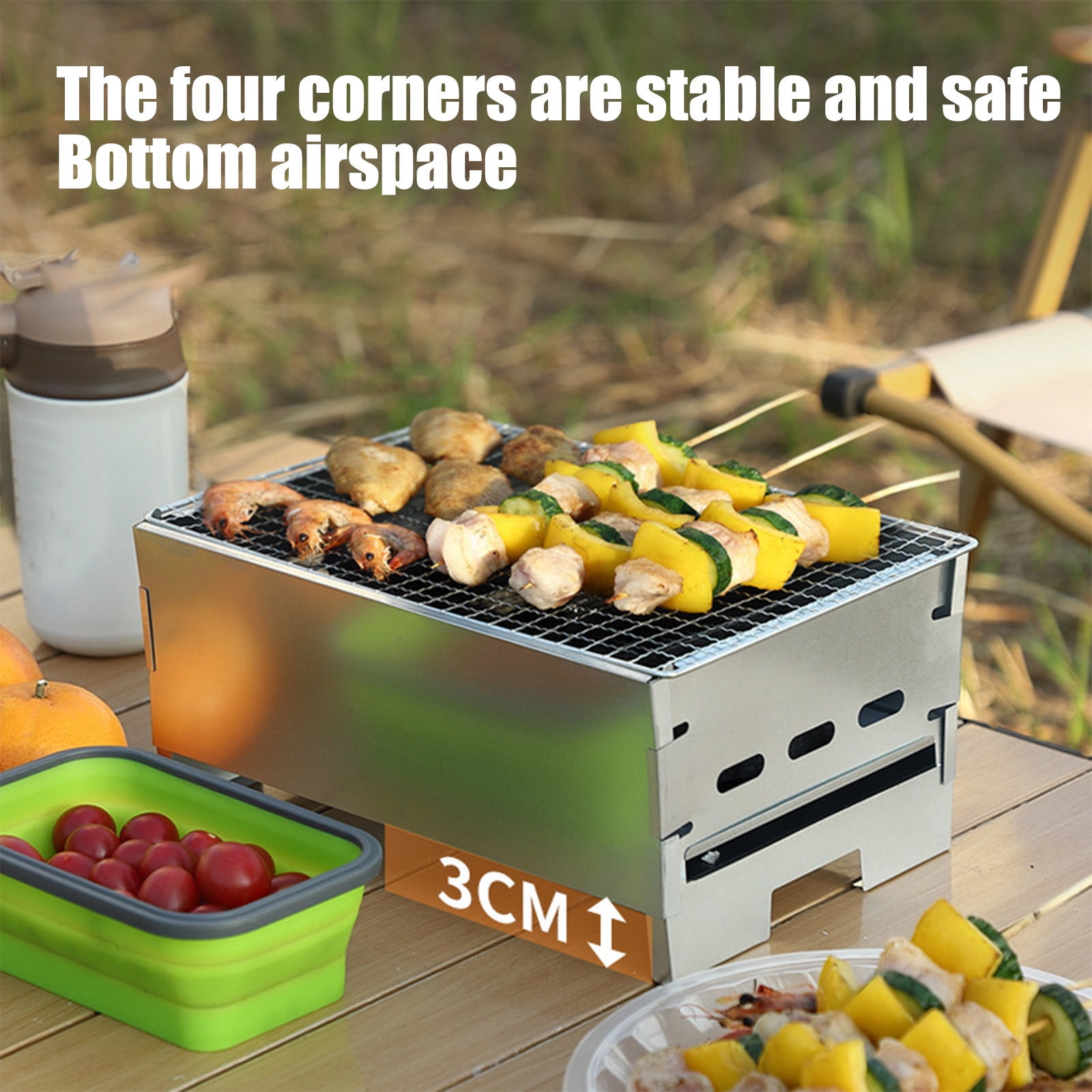 XiYing Mini Charcoal Grills,Bbq Grill for 2 People,Stainless Steel Folding Easy To Clean Charcoal Grill,Cooking Accessory for Camping Picnic,11.41X7.87X5.31 Inch