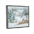 thumbnail image 3 of Niveous Country Barn Snow Scene Landscape Painting Luster Gray Framed Art Print Wall Art, 3 of 6