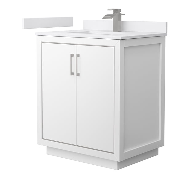 Wyndham Collection WCF111130SWHWCUNSMXX Icon 30" Free Standing Single Basin Vanity Set -