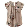 thumbnail image 2 of Aloohaidyvio No Boundaries Tops for Women,Womens Shirts Flower Pleated Slim Print Short Sleeve Tops, 2 of 6