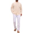 thumbnail image 2 of INSPIRE CHIC Men's Cuban Guayabera Shirt Long Sleeve Button Down Casual Summer Beach Shirts M Beige, 2 of 5