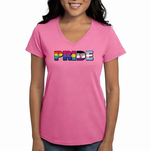 CafePress - LGBTQ Pride Women's V Neck T Shirt - Womens Cotton V-Neck T-shirt
