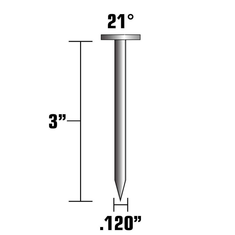 Metabo HPT 3 in. Angled Strip Framing Nails 21 deg Smooth Shank 4,000 pk Metabo HPT 3 in. Angled Strip Framing Nails 21 deg Smooth Shank 4,000 pk