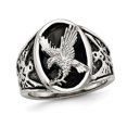 thumbnail image 1 of Bague pour Homme en Acier Inoxydable avec Aigle Volant et Émail Noir, 1 of 4
