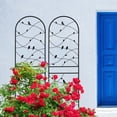 thumbnail image 5 of MAYEERTY 2 Pack Metal Garden Trellis 71 x 19.7 Inch Rustproof Climbing Plants Support Bird Deco Black Outdoor Flower, 5 of 6