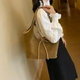 thumbnail image 2 of Suede Tote Bag Brown Suede Purse for Women Suede Handbag 2024 Fall Purse Stylish Suede Shoulder Bag Bow Tie Hobo Bag, 2 of 6