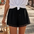 thumbnail image 4 of Lumtrix Womens Shorts Summer Casual Loose Elastic Waist Drawstring Lace Boho Beach Vacation Cover Up Shorts Black 2XL, 4 of 4