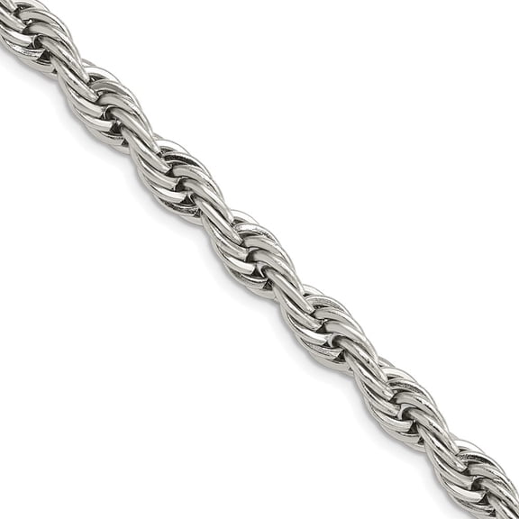 Stainless Steel Rope Chain Styles Necklace Chisel Polished 7 mm 16 inch