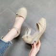 thumbnail image 4 of Lovskoo 2024 Womens Espadrilles Wedge Sandals Platform Round Toe Closed Toe Ankle Strap Lace Up Summer Shoes Beige, 4 of 9