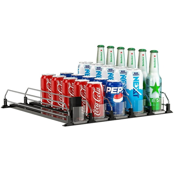 Auledio Self-Sliding Can Organizer Refrigerator Organizer Can Dispenser Refrigerator, Automatic Fridge Organizer With Adjustable Width For Drinks Beer Soda (Holds 25 Cans)